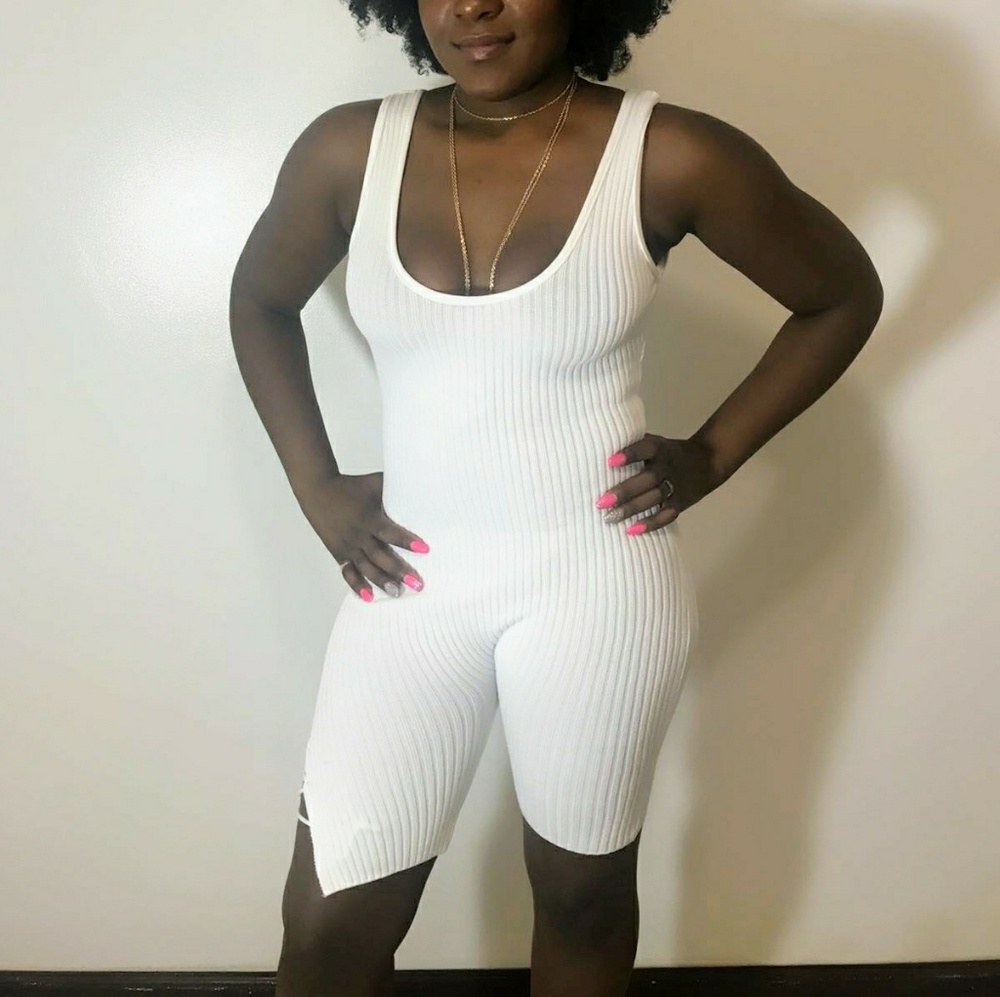 White romper laced side